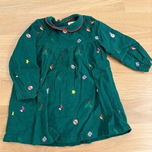 🎄 Baby Boden Green Corduroy Holiday Dress (12–18M)